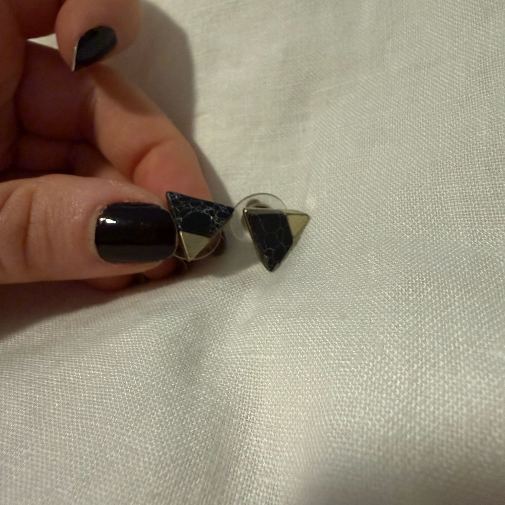 Black and Gold Triangle Earrings